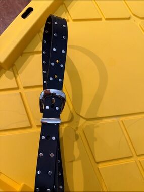 Black Studded Women’s Belt with Silver Buckle